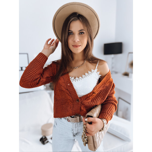 BASIC Tehlový prepínací sveter DESTANY MY1735 36821415