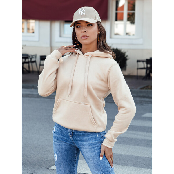 Krémová dámska mikina s kapucňou BASIC BY1329 57642218