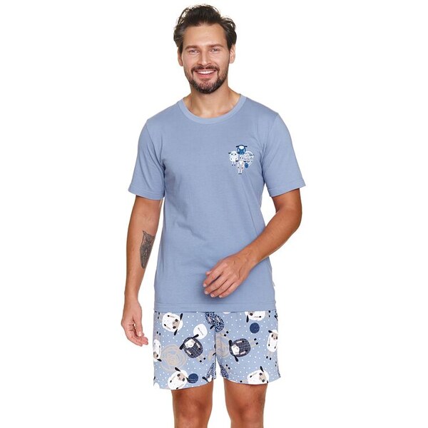 DN Nightwear Pánske pyžamo Sheep modré s ovečkami 62351918