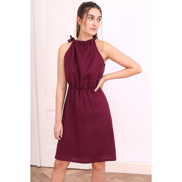 Letné šaty bez rukávov Lotika zo 100% lanu 62311022