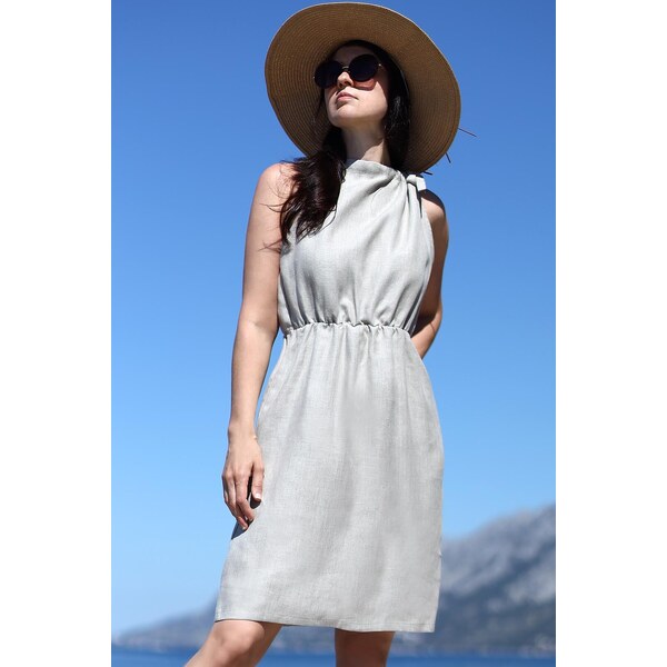 Letné šaty bez rukávov Lotika zo 100% lanu 62311020