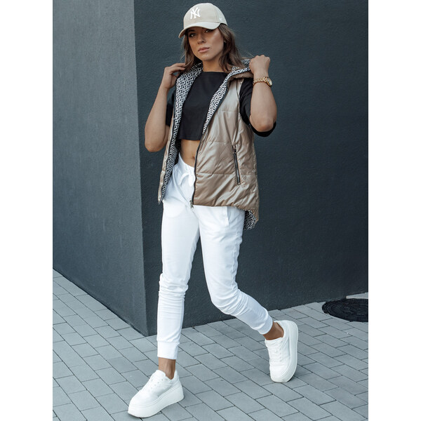 BASIC Béžová dámská obojstranná prešívaná vesta ICONVEST TY4433 57869304