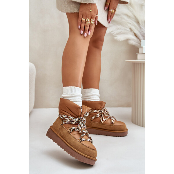 Zamszowe Śniegowce Damskie Z Grubym Sznurowaniem D.Franklin DFSH375003 66661120