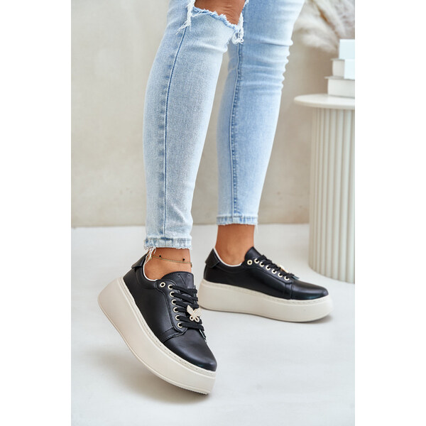 Skórzane Sneakersy Damskie Na Platformie Z Przypinką Vinceza 89101 66661181