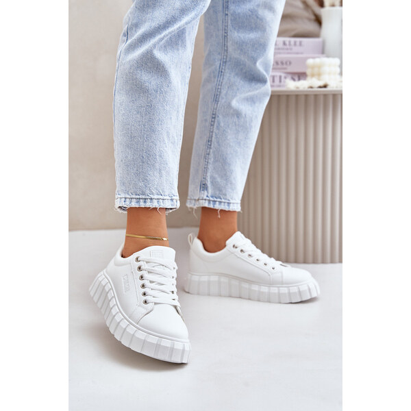 Big Star Shoes Ocieplane Sneakersy Damskie Big Star MM274616 Białe 66661229