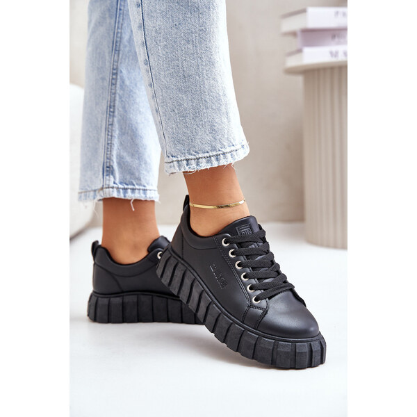 Big Star Shoes Ocieplane Sneakersy Damskie Big Star MM274617 Czarne 66661230