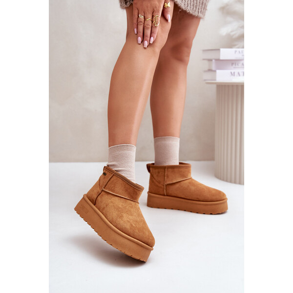 Big Star Shoes Niskie Śniegowce Na Platformie Big Star OO274A098 Camel 66661239