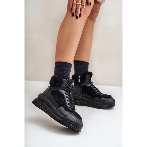 Sneakersy Damskie Na Platformie Z Futerkiem Typu Baranek Lee Cooper 66661269