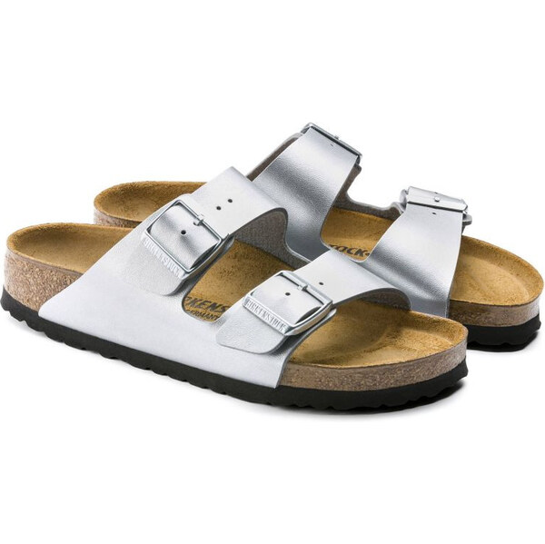 Birkenstock dámske strieborné žabky Arizona Birko-Flor Silver regular 62317347
