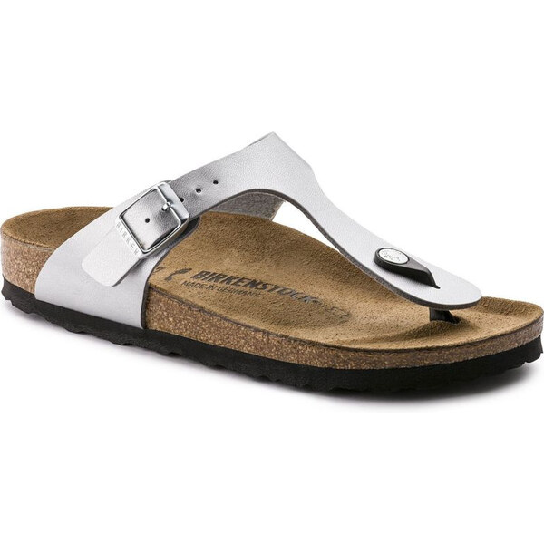 Dámske strieborné žabky Birkenstock Gizeh Birko-Flor narrow (0043853) 62317424