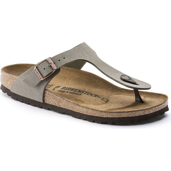 Dámske sivo-béžové žabky Birkenstock Gizeh Birko-Flor Nubuck Stone 62317425