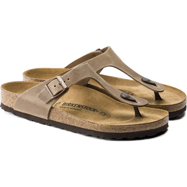 Dámske žabky Birkenstock Gizeh Oiled Leather Tabacco Brown Narrow 62317432