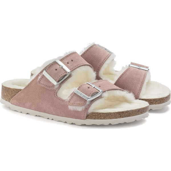 Birkenstock Arizona Suede Leather Shearling Pink Clay LAF insulated 62317435