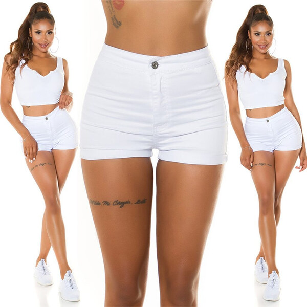 Dámske džínsové krátke kraťasy S385-1A Biela - In-style Fashion 62318280