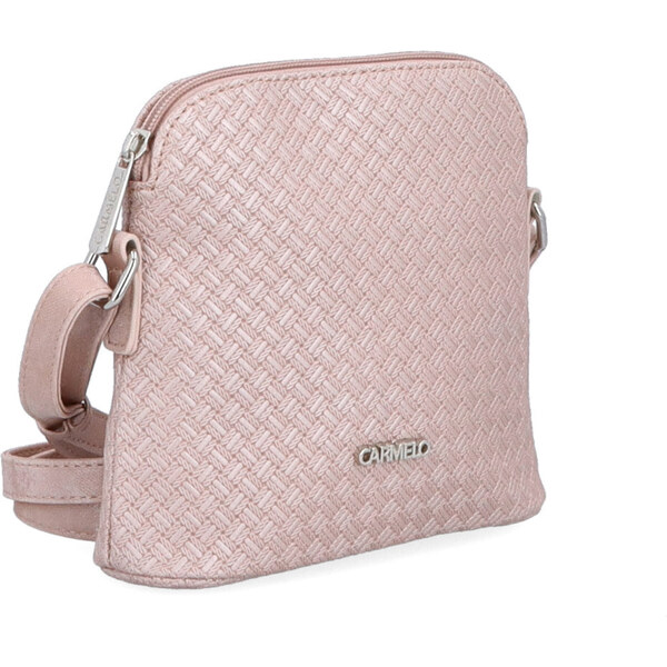 Kabelka zo syntetickej kože crossbody Carmelo ružová 4348 R 62328684