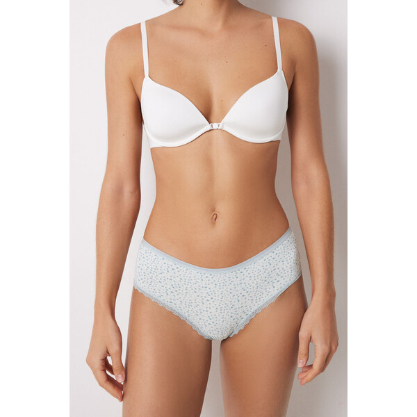 womensecret Široké zelené brazílske nohavičky z mikrovlákna a čipky 62329998