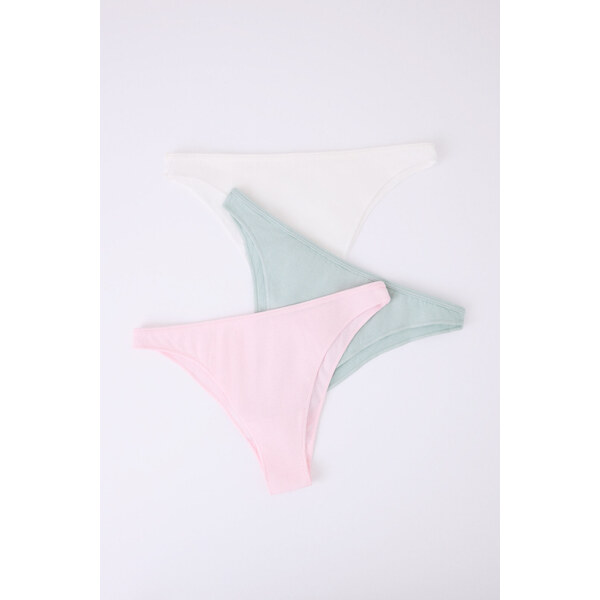 womensecret 3-balenie brazílskych nohavičiek v bielej, ružovej a 62330026