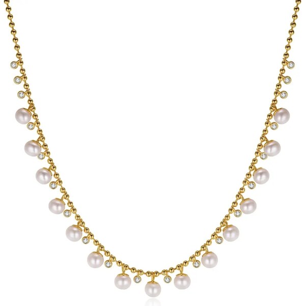 MAJYA Strieborná retiazka s perlami JUNE pozlátená 11642 64582423