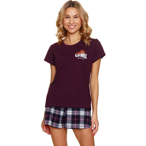 DN Nightwear Dámske pyžamo Chill teddy vínové 62399969