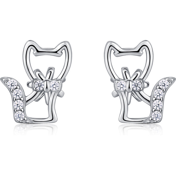 Olivie Strieborné náušnice na skrutku MAČKA 9392 62335055