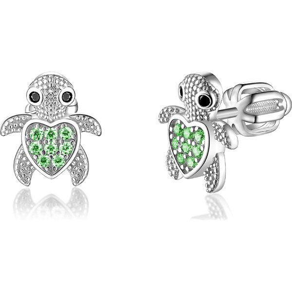 Olivie Stříbrné náušnice ŽELVA GREEN 9399 64818300
