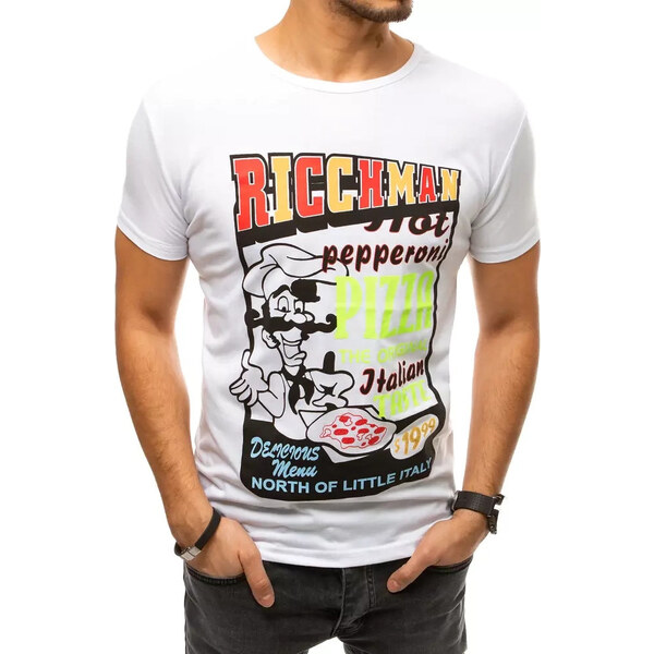 BASIC Biele pánske tričko PIZZA RX4372 21989520