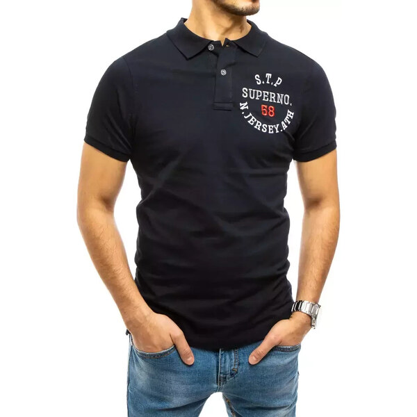 BASIC Tmavomodrá polokošeľa s výšivkou PX0418 24121837