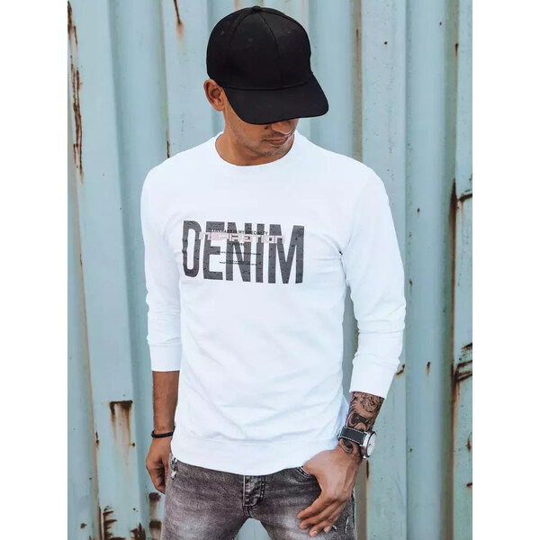 BASIC Biela mikina s nápisom DENIM BX5356 35635436