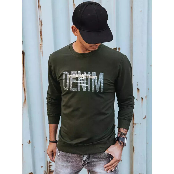 BASIC Khaki mikina s nápisom DENIM BX5358 35635438