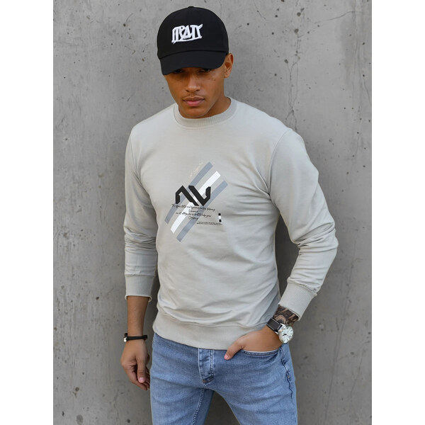 BASIC Béžová mikina bez kapucne BX5363 35635443