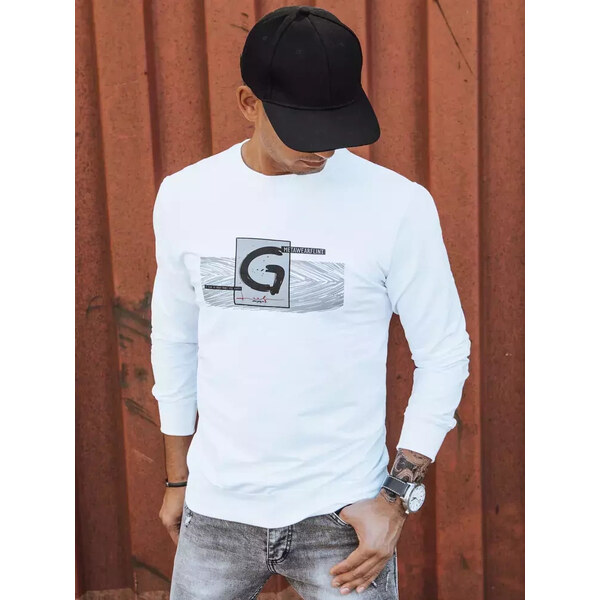 BASIC Biela mikina bez kapucne BX5370 35635449