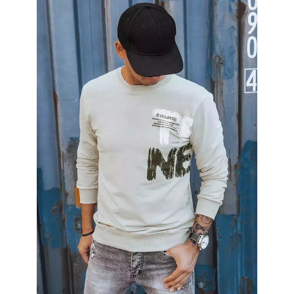 BASIC Béžová mikina s potlačou BX5373 35635452