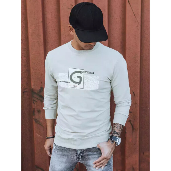 BASIC Béžová mikina bez kapucne BX5371 35635450