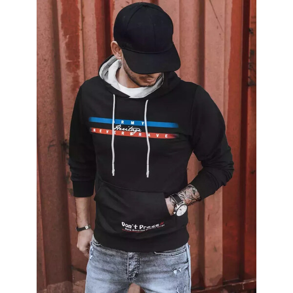 BASIC Čierna pánska mikina s potlačou BX5386 35635464