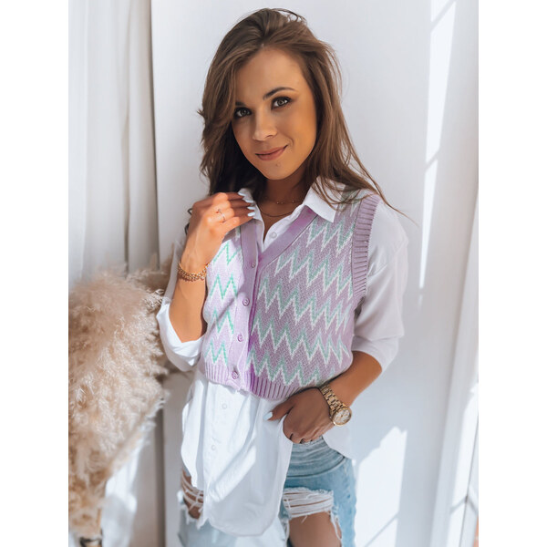 BASIC Fialovo-zelená svetrová vesta LANI MY197 41529845