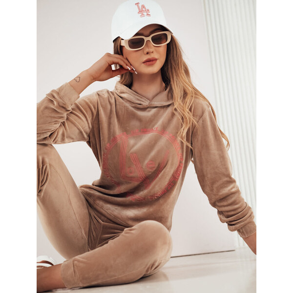 BASIC Tmavo béžová velúrová tepláková súprava VIP PRIVATE AY0871 45531564