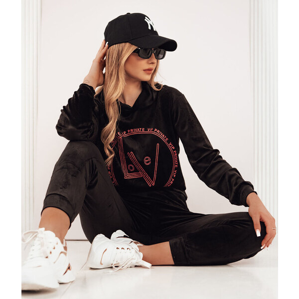 BASIC Čierna velúrová tepláková súprava VIP PRIVATE AY0872 45531565