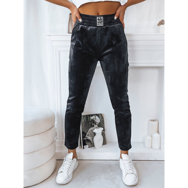 BASIC Tmavosivé velúrové tepláky BRENDA UY1755 47888804