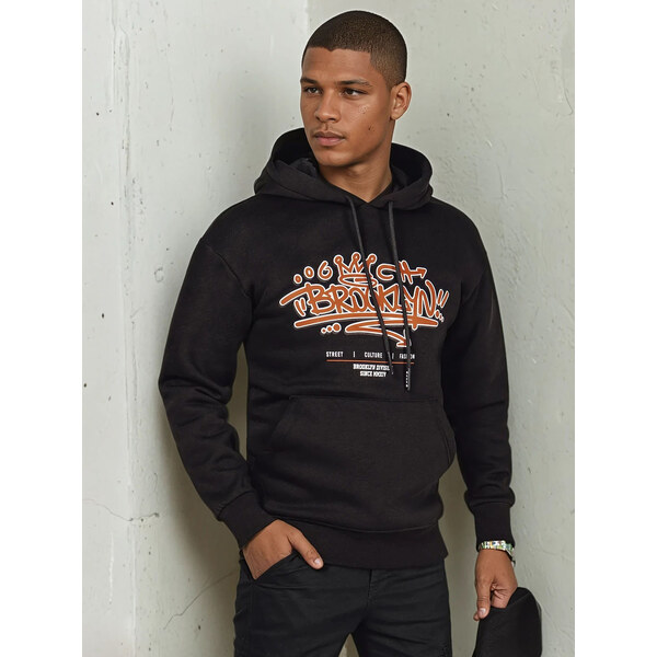 BASIC Čierna mikina s potlačou na prednej aj zadnej strane BX5665 52671161