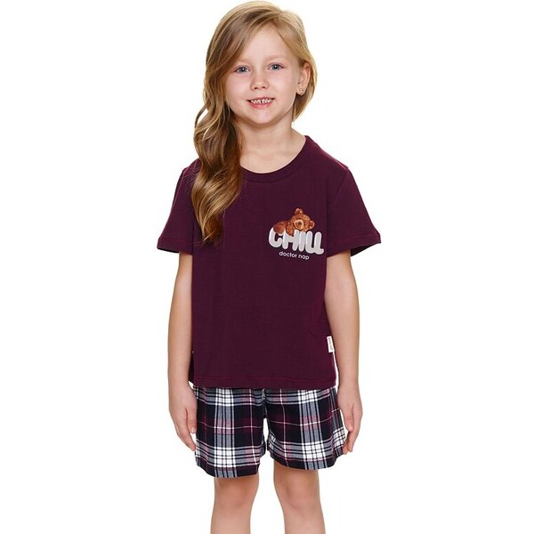 DN Nightwear Chlapčenské a dievčenské pyžamo Chill teddy vínové 62399971