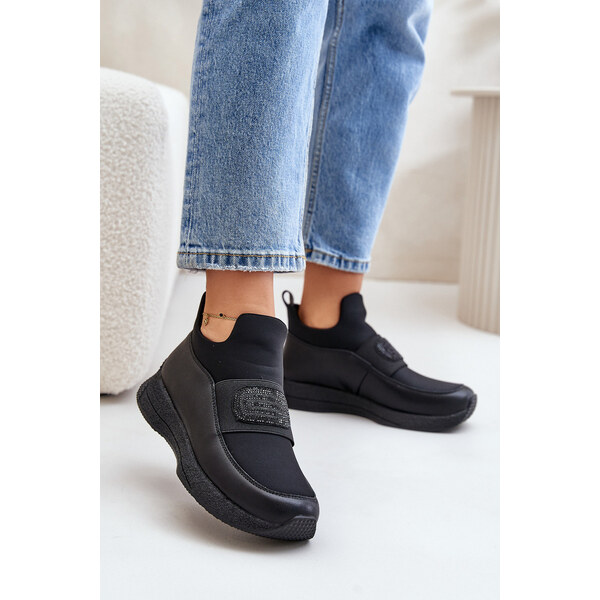 Buty Sportowe Na Platformie Skórzane Czarne Artiker 55C0035 66660944