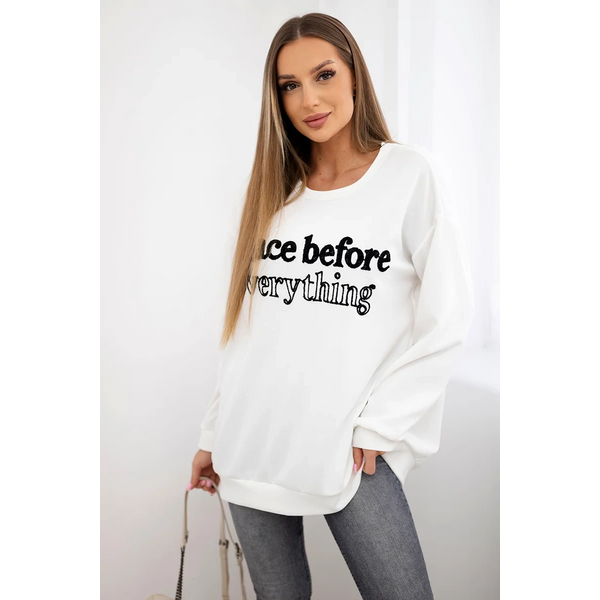 Mikina s vyšívaným nápisom ecru 63001032