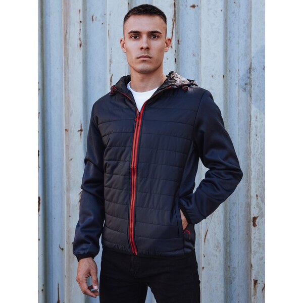 Dstreet Prechodná pánska modrá bunda s kontrastným zipsom 62353534