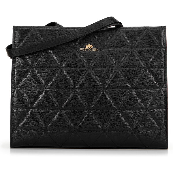 Wittchen perka z kože s geometrickým prešívaním čierno-zlatá 100-4E 66066382