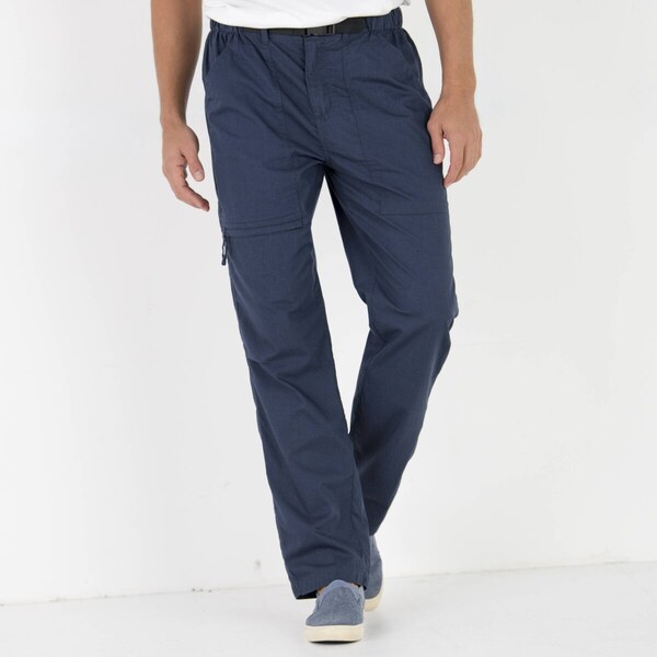 Dlhé nohavice s pružným pásom a vreckami a zladeným opaskom nám.modrá 62357423