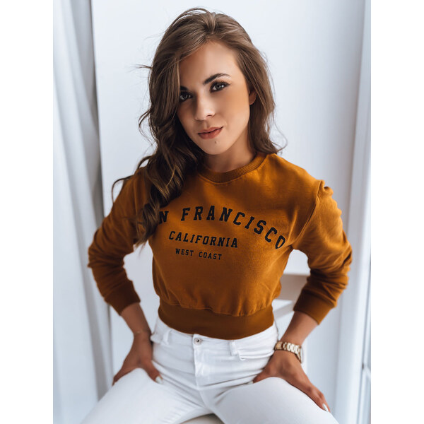 BASIC Horčicová crop mikina s nápisom SAN FRANCISCO BY0923z 45555907