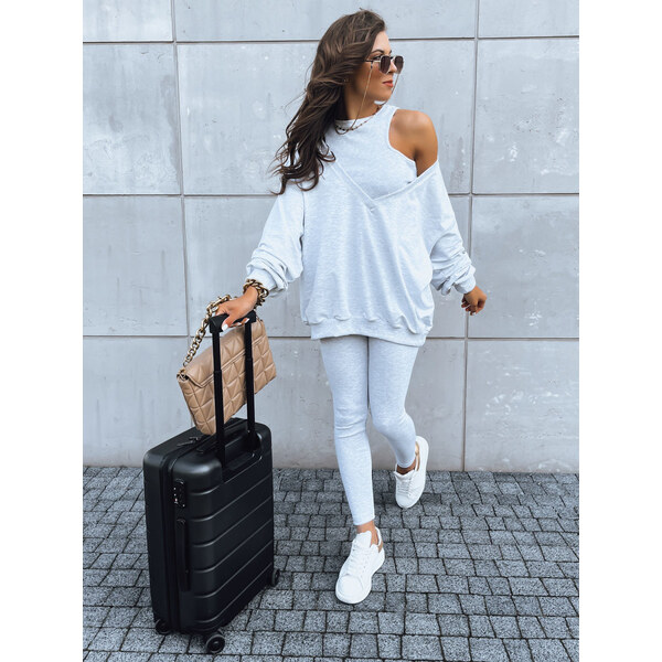 BASIC Svetlosivý rebrovaný komplet mikiny, legín a topu ASTRAL ATTIRE 45555959