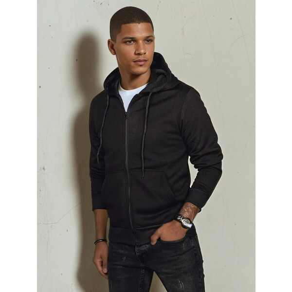 BASIC Čierna mikina na zips s kapucňou BX5644 48068644