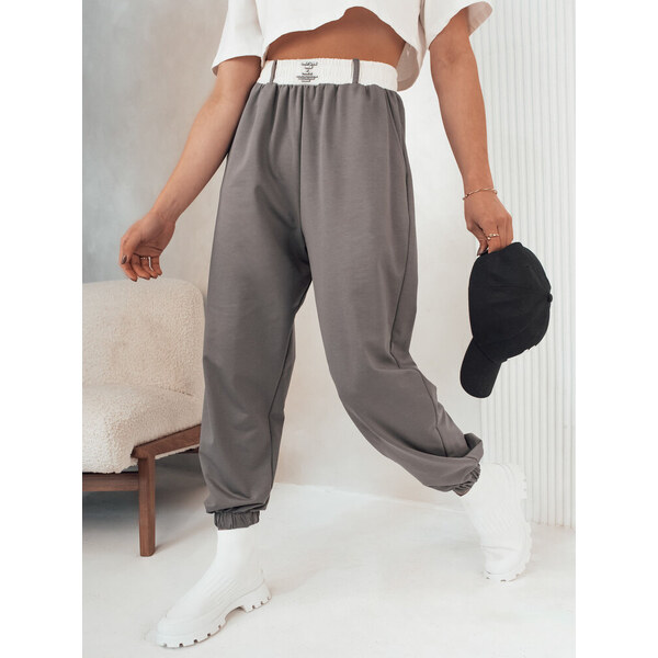 BASIC Tmavosivé tepláky s vysokým pásom MINAM UY2012 52672384