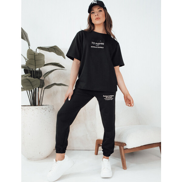 BASIC Čierna bavlnená súprava trička a teplákov SIPAN AY1044 52672388